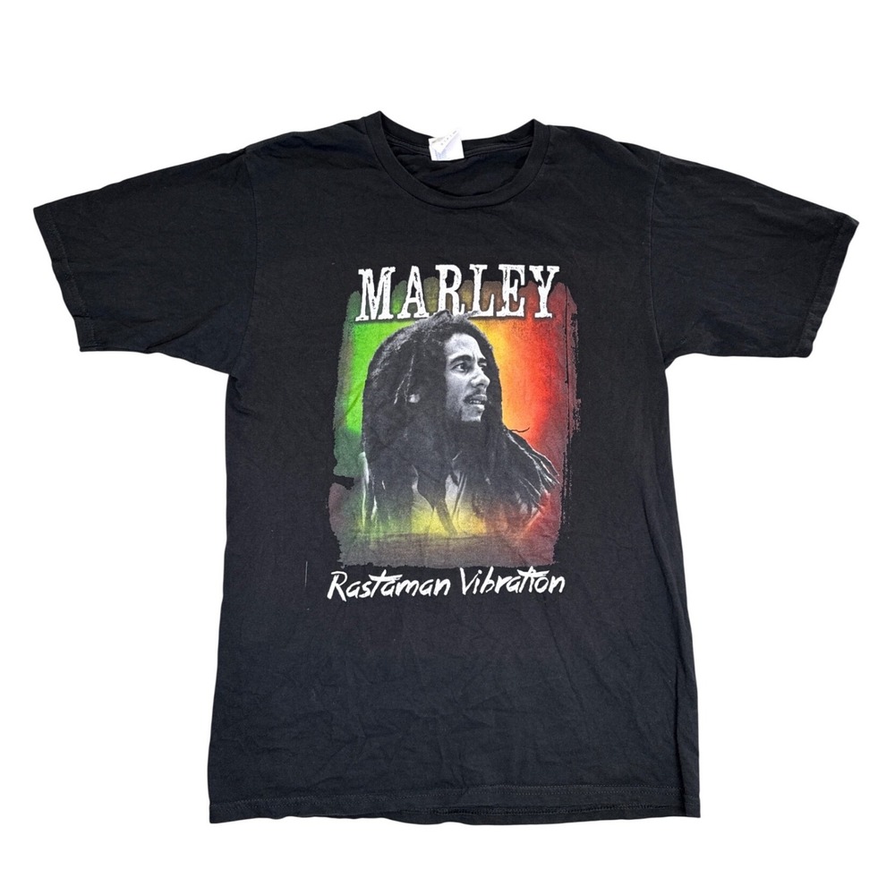 Bob Marley Rastaman Vibration‎ Mens Small Black Port & Company Graphic Tee